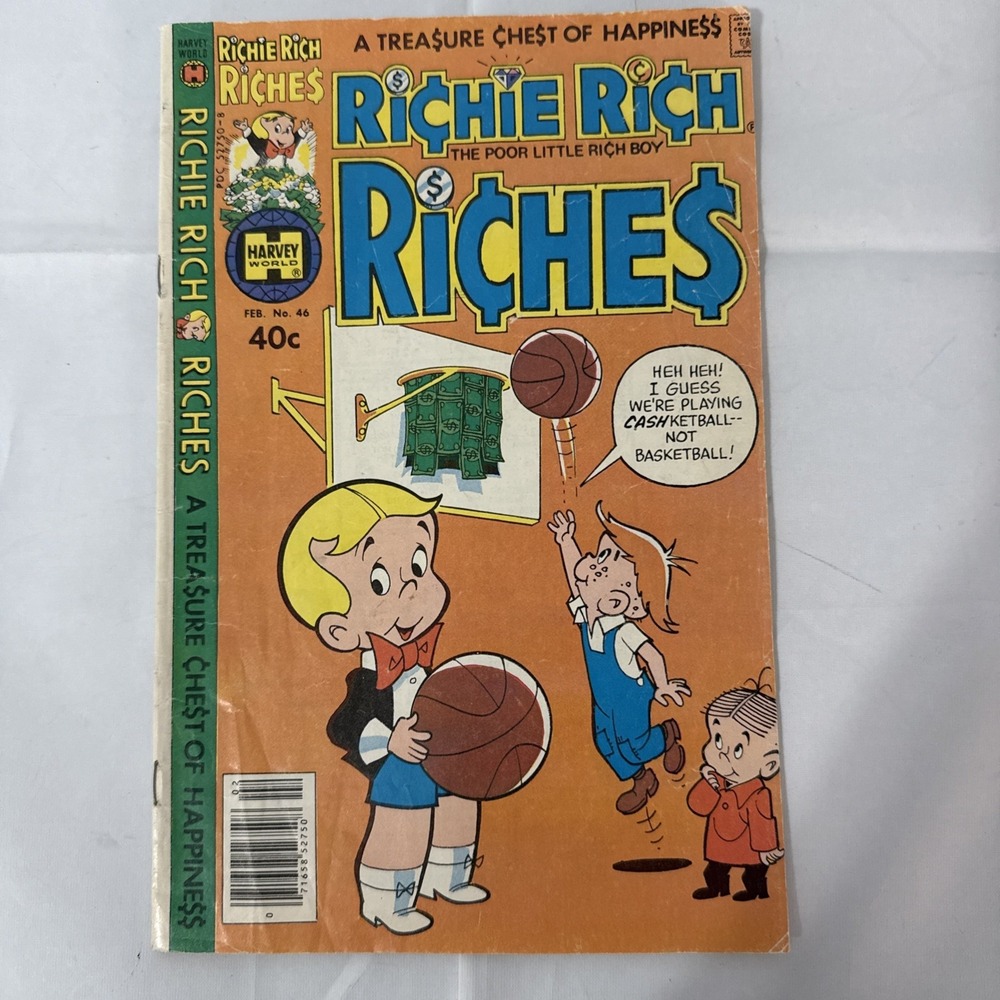 Richie Rich Riches Comic Book February #46 Harvey World‎ Comics